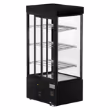 Vetrina pasticceria refrigerata MADRID - 850l - 1000mm - Doppio vetro - con 3 ripiani - porte posteriori scorrevoli; LED interni; 4 lati vetro - Nero opaco