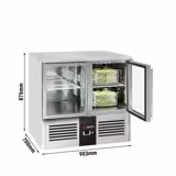 Kylbänk PREMIUM - 903x700 mm - 240 l - Statisk kyla - GN 1/1 - med 2 glasdörrar - Toppskiva i granit