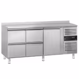 Mostrador refrigerado ECO - 1795x700mm - de trabajo con alzatina - 1 puerta y 4 cajones - GN 1/1 - refrigeración ventilada