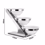 Etagère / supporto per buffet - cromo - incl. 3 ciotole in melamina Ø 260 mm