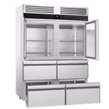 Armoire réfrigérée négative en acier inoxydable PREMIUM - GN 2/1 - 1400 L - avec 2 demi-portes & 4 tiroirs