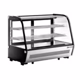 Vetrina refrigerata da banco - 160l - 874mm - Doppio vetro; 2 porte scorrevoli in vetro - vetro curvo - con 2 ripiani - 4 lati vetro; LED interni