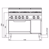 Plynový sporák - Lorenzo 700 - 1200x714x1068 mm - 33,5 kW - 6 hořáků - vč. plynové trouby, statické - 7,8 kW
