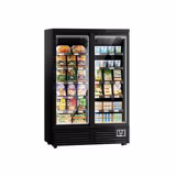 Vitrine murale réfrigérée - 1260mm - 991L - avec 2 portes battantes vitrées & 5 étagères - Noir