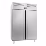 Lednice Nerezová ocel PREMIUM PLUS - GN 2/1 - 1 385 mm - 1 240 l - až +8 °C - s 2 dveře - Digitální termostat; Uzamykatelné dveře; Samozavírací dveře; Ventilované chlazení; Automatické odmrazování; LED osvětlení