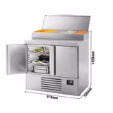میز یخچالی آماده سازی کوچک - 978*700 5xGN1/4 میلی متر - دو درب - ویترین استیل