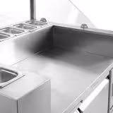 Commercial Refrigerated Prep Table – Glass Top – 1 Door – 2 Drawers – 1210 mm – for 9× GN 1/6 – Includes double waffle maker