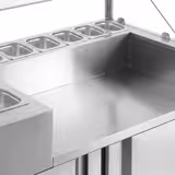 Mesa de preparação refrigerada - 1210x700mm - com 1 porta & 2 gavetas - para 9x GN 1/6 - incl. Grelha de contacto & Máquina do Hamburguer manual