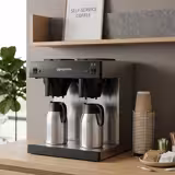 Cafetera de filtro profesional - 2x 2L - 2,8 kW - con placas calefactoras [2] & relleno manual & protección contra sobrecalentamiento & indicador de nivel de agua - incl. 2 jarras de vidrio