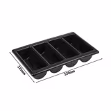 (6 stuks) Bestekbak - GN 1/1 - met 4 vakken - polypropyleen - zwart - 530x325mm