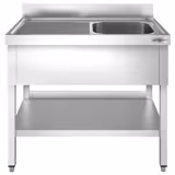 Stainless Steel Commercial Sink Unit PREMIUM - 1000x700mm - with Single Bowl Right-hand - with Undershelf