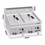 قلاية غاز مزدوجة - سعة الزيت 8+8 لتر - 13.2 kW - تحكم يدوي - مع صنبور تصريف الزيت