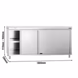 Table armoire en acier inoxydable PREMIUM - 1800x700mm - avec portes coulissantes - pour produits céréaliers, produits laitiers - incl. plateau de découpe Blanc