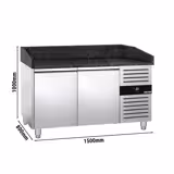 Pizzawerkbank PREMIUM - 1500x800mm - granieten werkblad - met 2 deuren