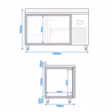 Koelwerkbank PREMIUM PLUS - 1468x700mm - met 1 deur - met 2 lades - met opstand