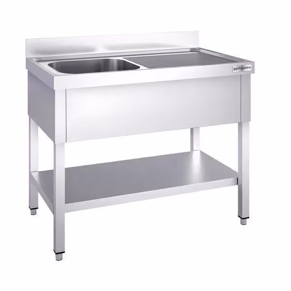 Stół zlewozmywakowy PREMIUM - 1400x600 mm - z półką dolną i 1 zlewem po lewej stronie