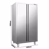 Armoire haute en inox PREMIUM - 1000x600mm - 2 portes battantes - Hauteur: 1800mm
