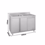Meuble évier ECO - 1200 x 600 mm - avec poubelle & 1 bac à gauche