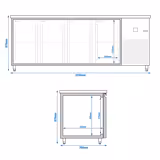 Koeltafel PREMIUM - 2300x700mm - met 4 glazen deuren