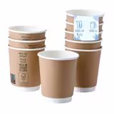(500 stuks) Coffee to go papieren beker - dubbelwandig - 200ml - 8 oz - Ø 80mm - bruin - binnenkant wit