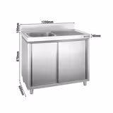 Commercial Sink Cabinet PREMIUM - 1200x600mm - with 1 bowl left-hand
