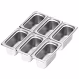 (6 pcs) Acier inoxydable Bac GN GN 1/3 - Profondeur: 150mm