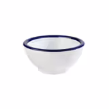 (6 stuks) Kom - ENAMEL LOOK - Melamine - 0,3L - rond - Ø130mm - stapelbaar - wit/blauw