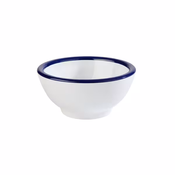 (6 قطع) سلطانية ENAMEL LOOK - ميلامين - 0.30 l - مربّع - 130x130x65 mm - آمن لغسالة الصحون | قابل للتكديس - أبيض/أزرق