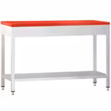 Edelstahl Arbeitstisch PREMIUM - 1200x600mm - mit Grundboden - inkl. Schneideplatte Rot