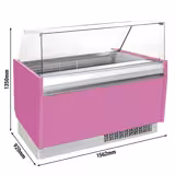 Ice Cream Serve Over Counter | LIAM - 1560mm - Static cooling - with LED lighting - for 13 x 5 litres Napoli pans - Pink