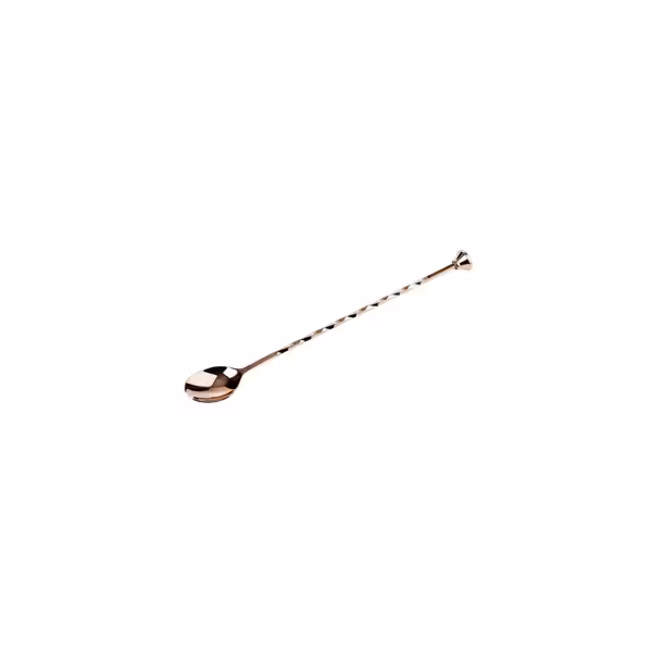 (6 stuks) Barlepel - RVS - koperkleur - met gedraaide steel - met stamper - lengte 270mm