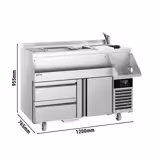Table réfrigérée de bar à cocktails et boissons - 1200 mm - 150 litres - 1 porte, 2 tiroirs & prise 230 V