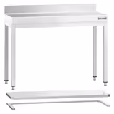 Table de travail en inox PREMIUM – 1000x700 mm – avec tablette inférieure, dosseret et renfort