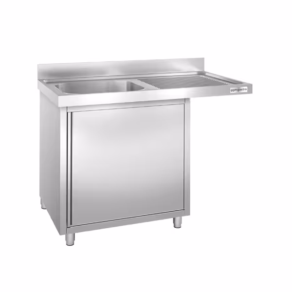 Commercial Dishwasher Inlet Sink Cabinet PREMIUM – Stainless Steel – Left Bowl – 1200×600 mm