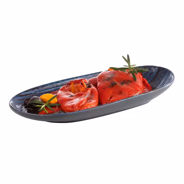 (6 pcs) LOOPS | Platter - flat - Melamine - 280x135mm - oval - Blue/Grey