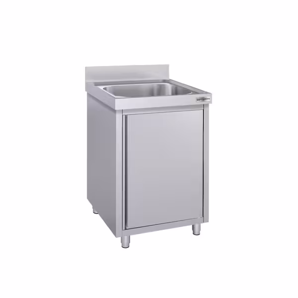 Rozsdamentes acél mosogató szekrény ECO - 600x600 mm - nyílóajtóval - 1 medence - középen