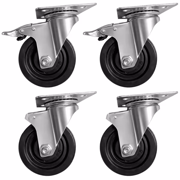 Wheels Kit for Base Frames - 100x130x130mm - 4 Wheels - 2 with brakes - compatible with UGP434, UGP634, UGNP934, UGPOP434ED, UGPOP634ED & UGPOP934ED