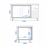 Bakery Counter Fridge PREMIUM - 1550x800mm - with 2 doors - capacity 390 litres