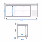 Commercial Counter Fridge PREMIUM PLUS - 1960x700mm - with 1 door - 4 drawers [1/3] - with upstand - capacity 465 litres