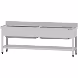 Plonge à marmites en inox ECO - 2000x700mm - avec étagère basse & 2 bacs