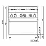 Gasfornuis - LORENZO 600 - 900x600mm - 28,5 kW - 6 pits