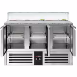 Saladette réfrigérée PREMIUM - 1368mm - 368L - 3 portes - avec vitrine de comptoir pour 8x GN 1/6