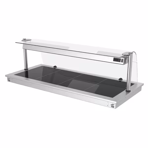 Ankastre Sıcak Yüzey - Paslanmaz Çelik - 1460mm - 4x GN 1/1 - 1,8kW - Cam nefeslikli