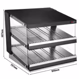 Warmhaltevitrine - 800mm - 1,16 kW - mit 2 Ablagen - Schwarz
