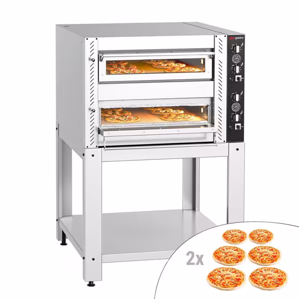 Elektromos pizzakemence - 1010x1150x1550 mm - 6+6x Ø 30 cm - max. 450 °C - mechanikus
