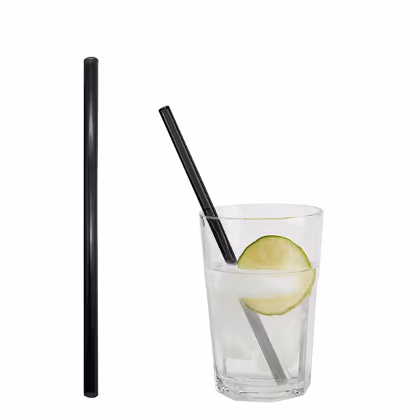 (50 peças) Palhinhas de vidro - 200mm - ø 8mm - preto transparente - incl. 1 escova de limpeza