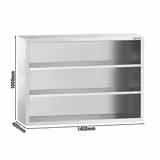 Edelstahl Wandhängeschrank PREMIUM - 1400x400mm - ohne Schiebetür - 1000mm hoch
