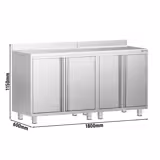 Rvs koffie-uitgifte werkbank - voor koffiemachine - 1800x600mm - 4 draaideuren - met achteropstand