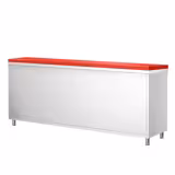 Table armoire en acier inoxydable PREMIUM - 2000x700mm - avec portes coulissantes et étagère basse - pour viandes crues - incl. plateau de découpe Rouge PEHD (HACCP)