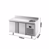 Холодильний стіл Premium PLUS - 1468x600 мм - з 1 чашею, 2 дверима, бортиком